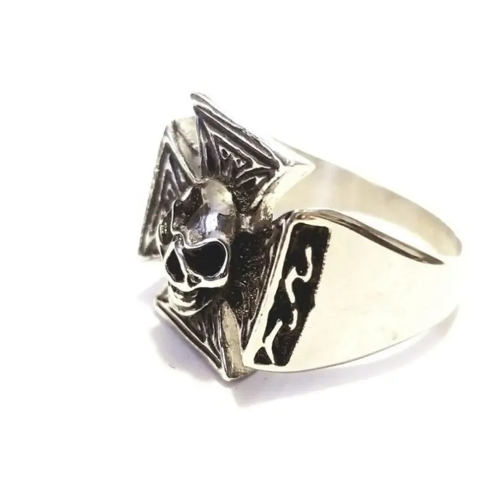 316L stainless steel skull biker hypoallergenic tarnish resistant ring size‎ 13